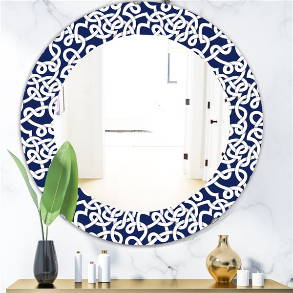 Designart 24-in x 24-in Blue Scandinavian Mirror