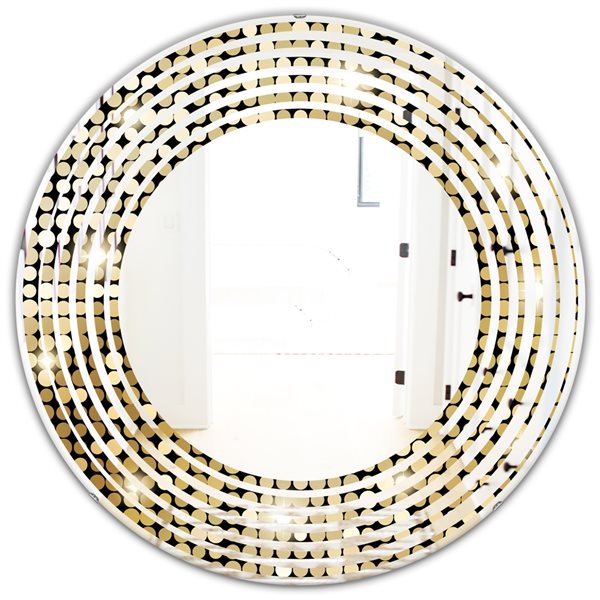 Designart 24-in x 24-in Abstract Gold Mosaic/Modern Round Wall Mirror ...