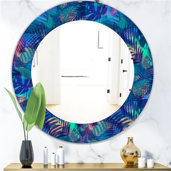 Designart 24-in x 24-in Blue Tropical Mood Blue Modern Mirror