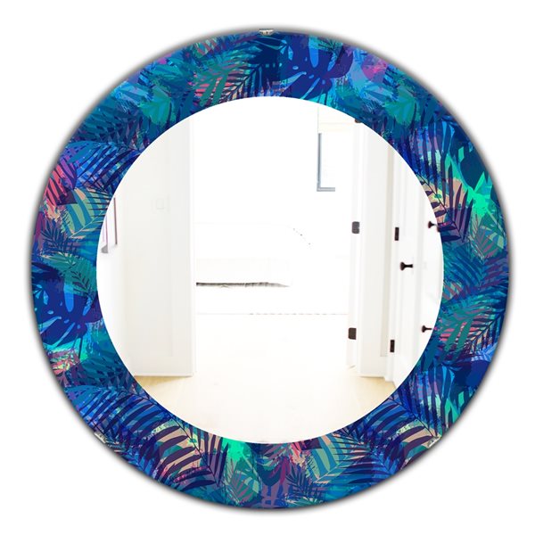 Designart 24-in x 24-in Blue Tropical Mood Blue Modern Mirror MIR18977 ...