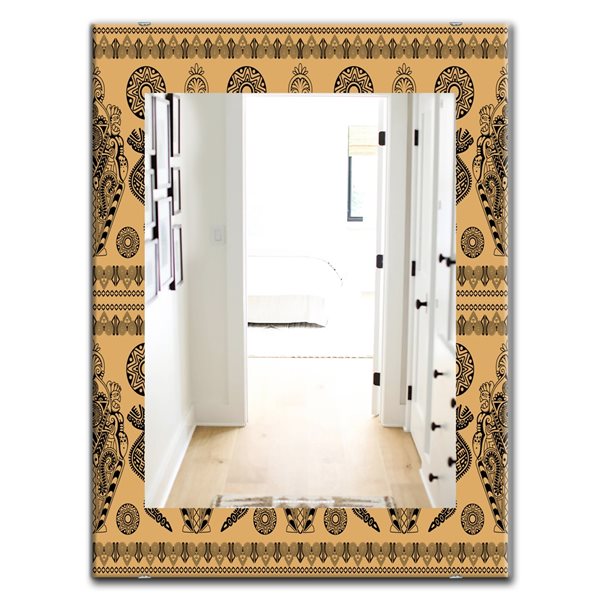 Designart 35.4-in x 23.6-in Orange Ethnic African Decorative Pattern