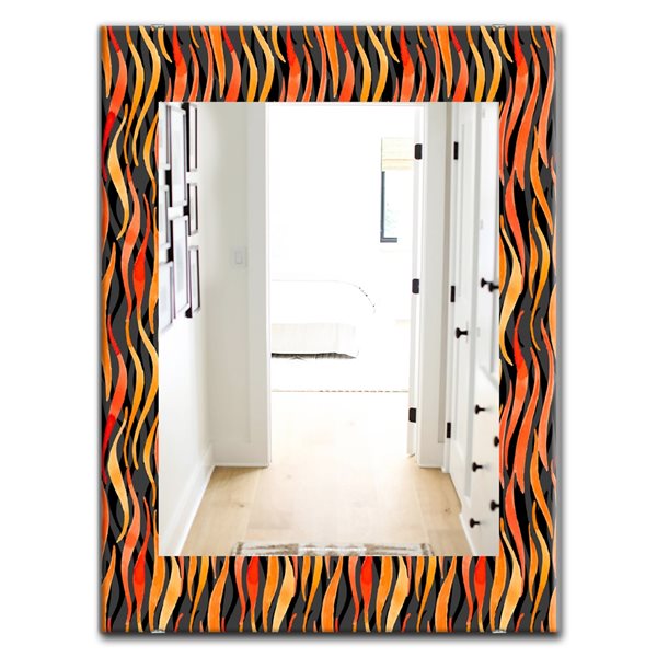 Designart 35.4-in x 23.6-in Black Fire Flame Pattern Modern Mirror