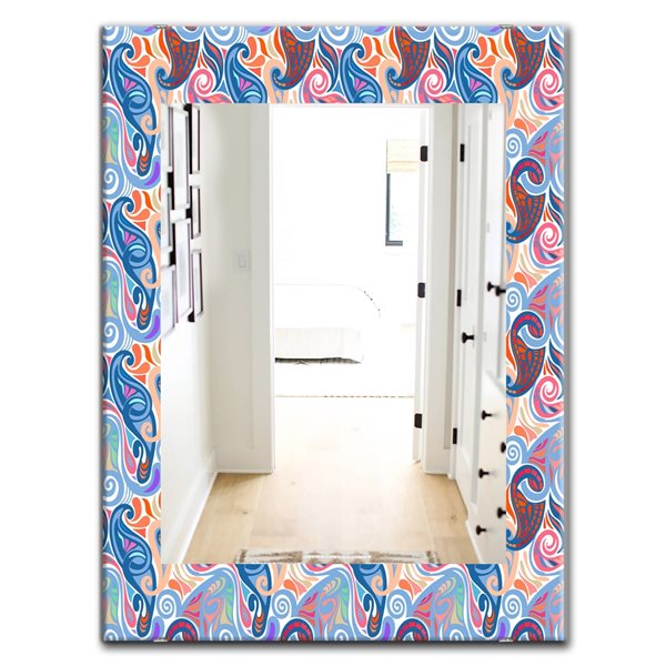 Designart 35.4-in x 23.6-in Blue Colourful Abstract Paisley Pattern ...