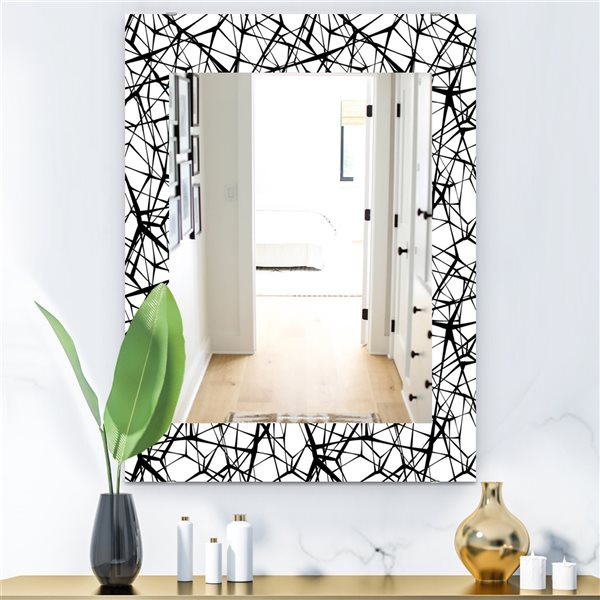 Designart 35.4-in x 23.6-in Black Web Pattern Modern Mirror