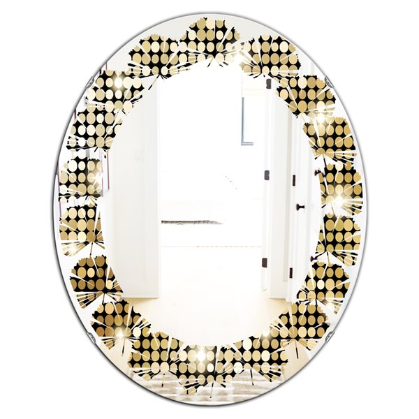 Designart 31.5-in x 23.7-in Abstract Gold Mosaic/Modern Oval Wall ...