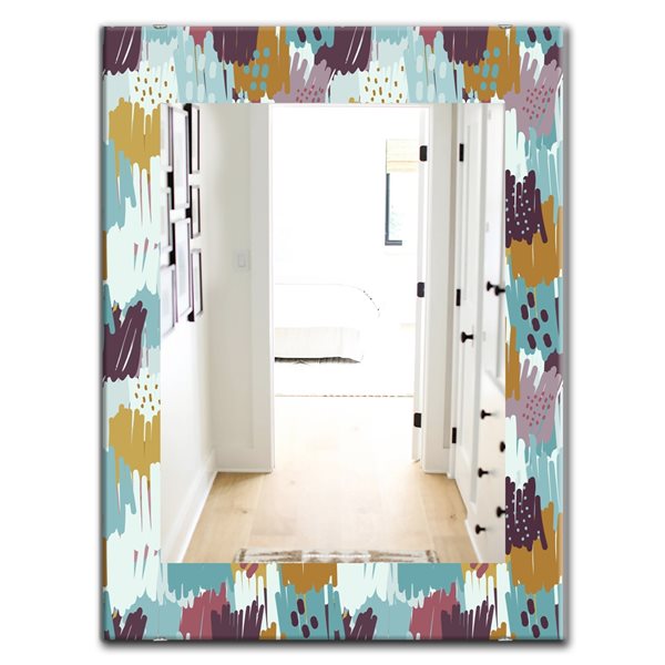 Designart 35.4-in x 23.6-in Blue Pattern Witch Sketch Texture Modern Mirror