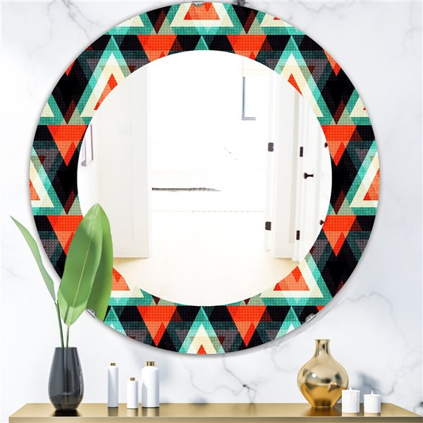 Designart 24-in x 24-in Black Coloured Polygons Modern Mirror