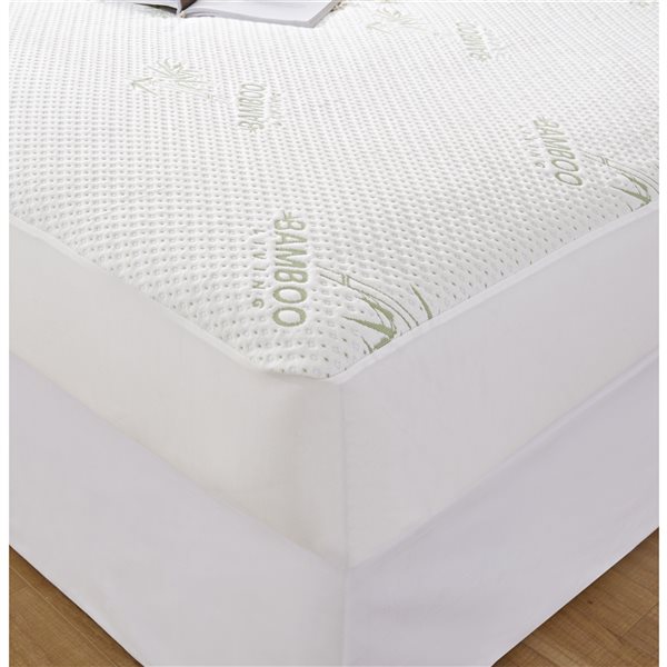 Protège-matelas pour lit simple par Marina Decoration en rayonne de bambou, hypoallergénique, résistant à l’eau, 16 po P