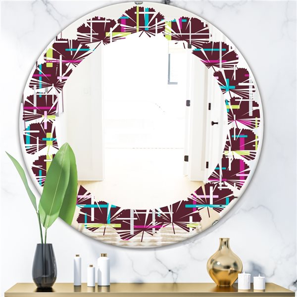 Designart 24-in Retro Abstract Design XVII Modern Round Wall Mirror ...