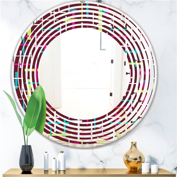 Designart 24-in Multicolour Retro Abstract Design XVII Round Wall ...