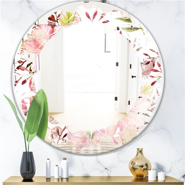 Designart 24-in Floral Botanical Retro III Modern Round Mirror MIR24029 ...