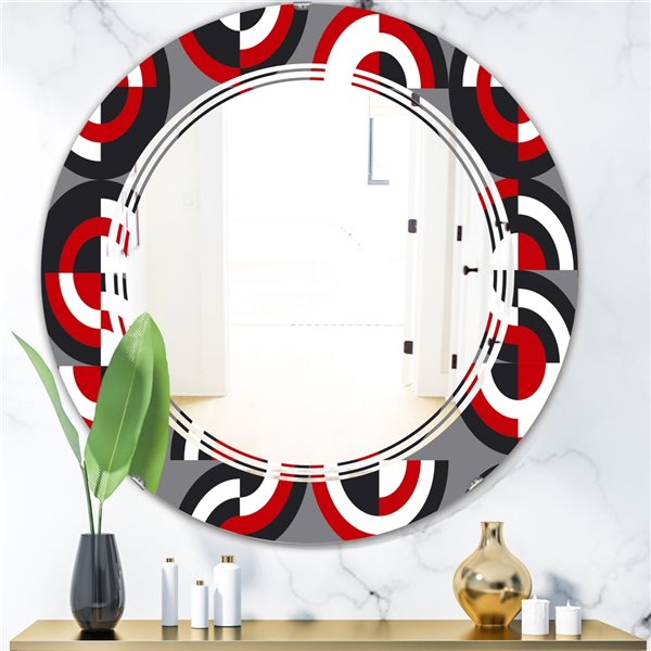 Designart 24-in Retro Circular Pattern Geometrical Round Wall Mirror ...