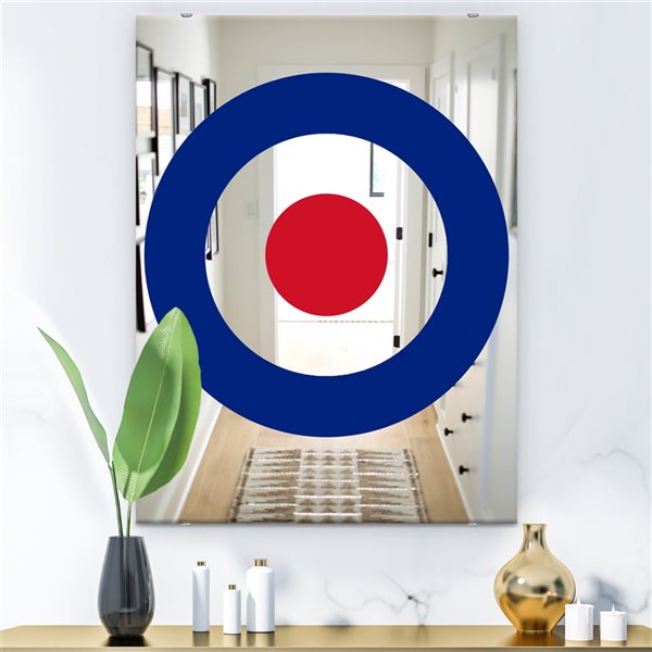 Designart 35.4-in x 23.6-in Red and Blue Bullseye Mirror