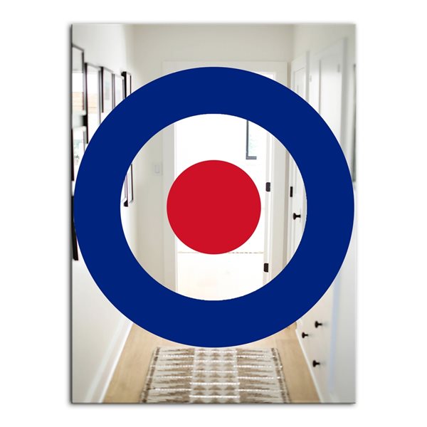 Designart 35.4-in x 23.6-in Red and Blue Bullseye Mirror