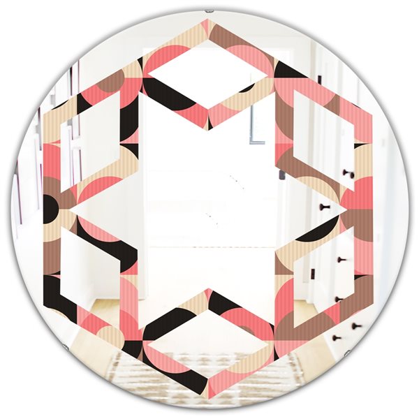 Designart 24-in Retro Geometric Design XI Modern Round Decorative Mirror
