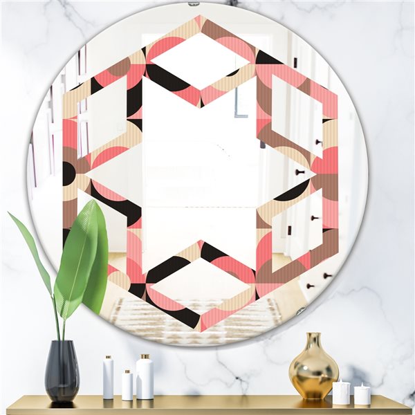 Designart 24-in Retro Geometric Design XI Modern Round Decorative Mirror