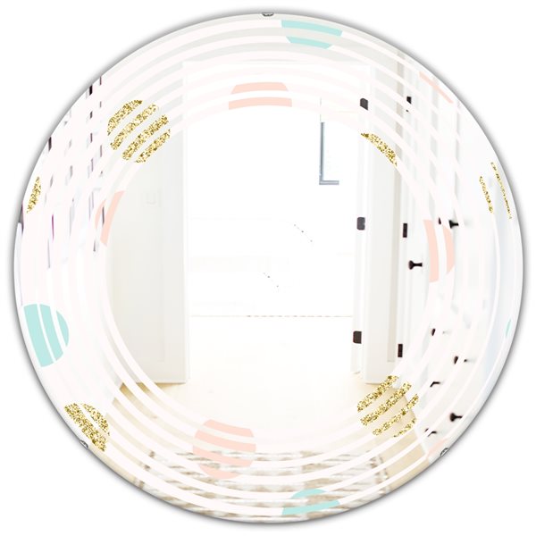 Designart 24-in Gold Chic Design III Round Wall Mirror