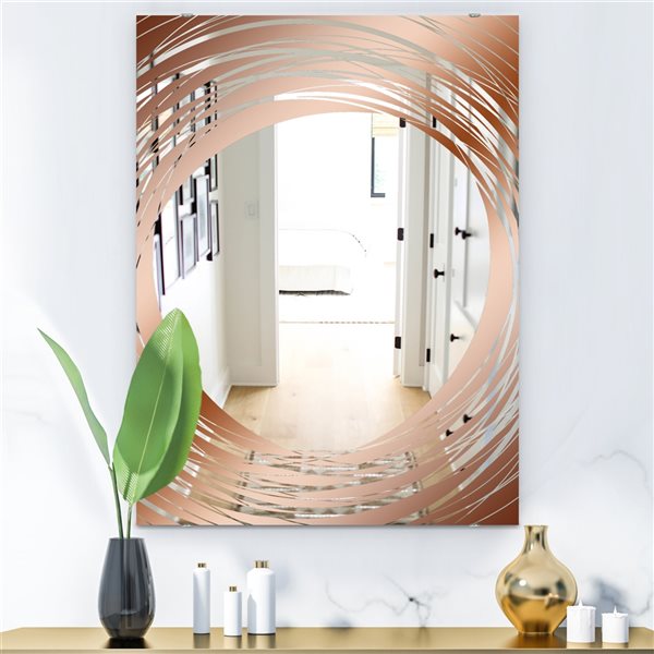 Designart 35.4-in x 23.6-in Copper Minimal 9 Glam Mirror