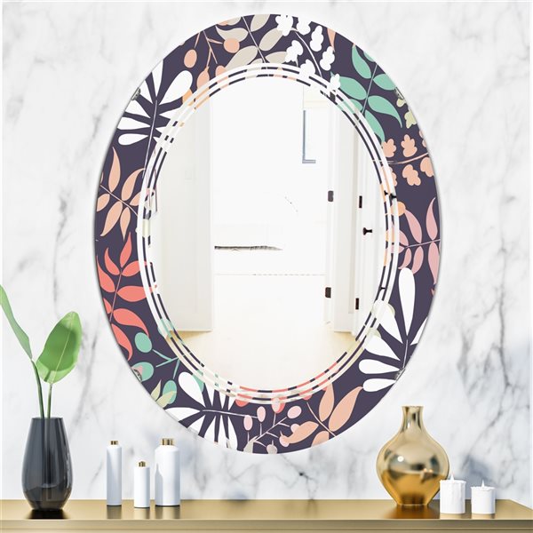 Designart 31.5-in x 23.7-in Retro Botanical Pattern II Modern Oval ...