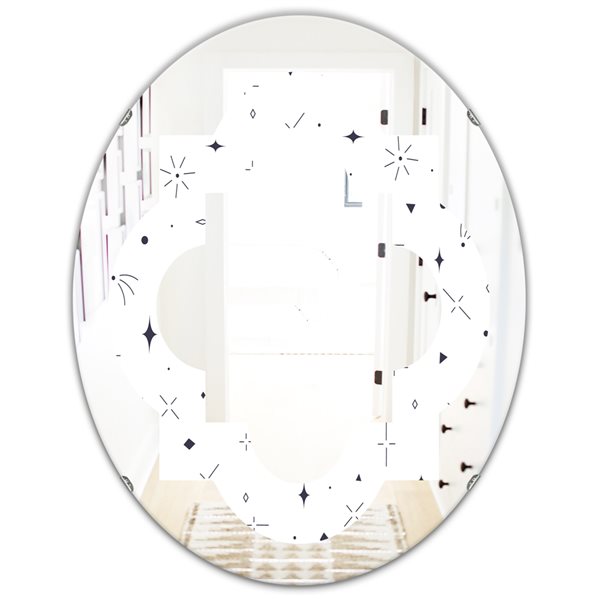 Designart 31.5-in x 23.7-in Golden Geometrical Diamond Pattern III Modern Oval Wall Mirror