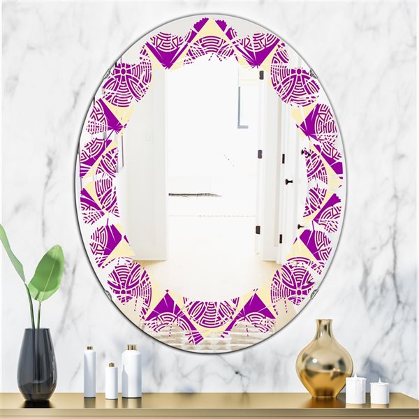 Designart 31.5-in x 23.7-in Retro Abstract Pattern Design I Oval Wall ...