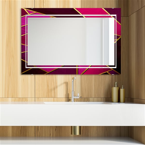 Designart 23.7-in x 31.5-in Capital Gold Honeycomb 21 Rectangle Glam Mirror