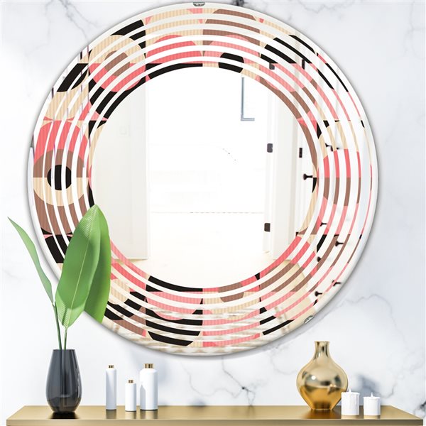 Designart 24-in Retro Geometric Design XI Modern Round Mirror MIR24037 ...