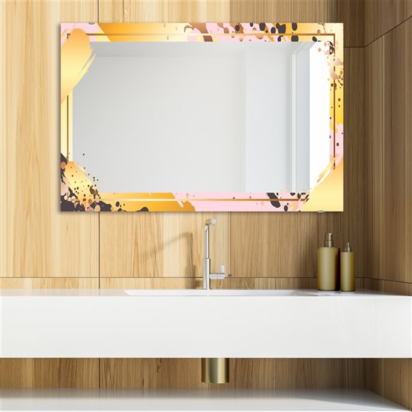 Designart 23.7-in x 31.5-in Playful Gold 23 Rectangle Glam Mirror