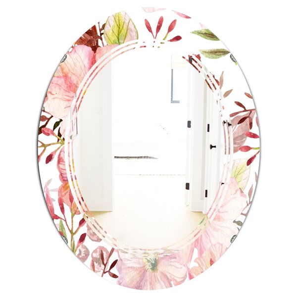 Designart 31.5-in x 23.7-in Floral Botanical Retro III Modern Oval Mirror