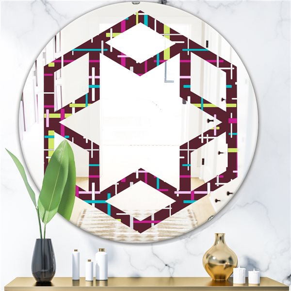 Designart 24-in Retro Abstract Design XVII Round Wall Mirror MIR24017 ...