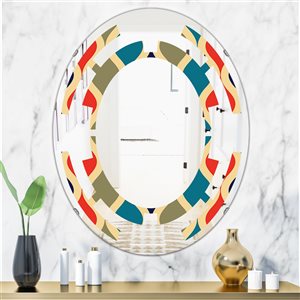 DesignArt 31.5-in x 23.7-in Retro Ornamental Design VI Modern Oval Wall Mirror