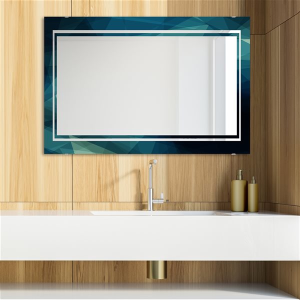 Designart 23.7-in x 31.5-in Shades of Blue 3 Rectangle Glam Mirror