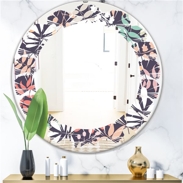 Designart 24-in Retro Botanical Pattern II Modern Wall Mirror MIR24020 ...