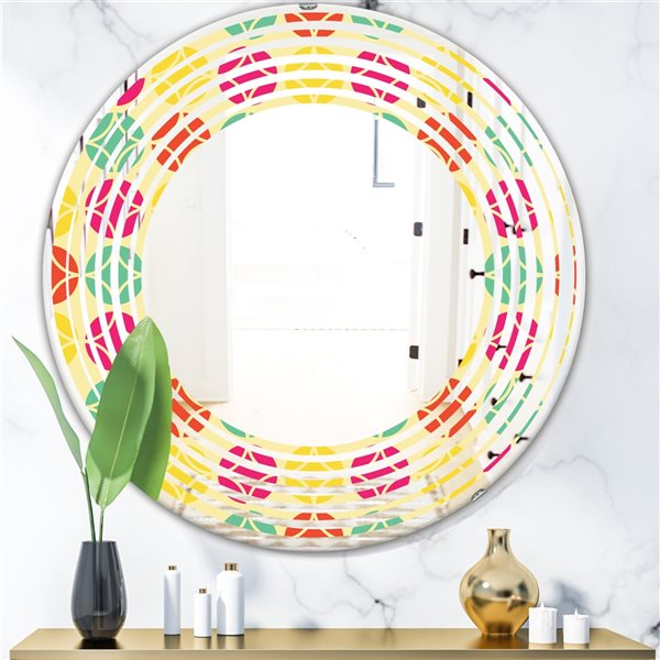 Designart 24-in Retro Circular Pattern VII Round Wall Mirror MIR24002 ...