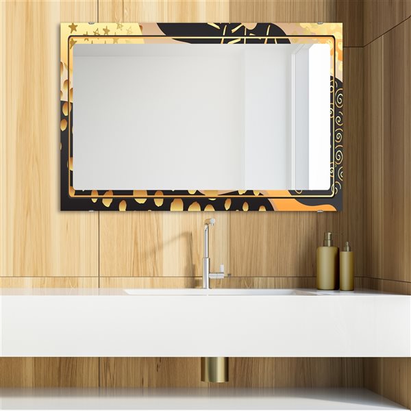 Designart 23.7-in x 31.5-in Playful Gold 21 Rectangle Glam Mirror