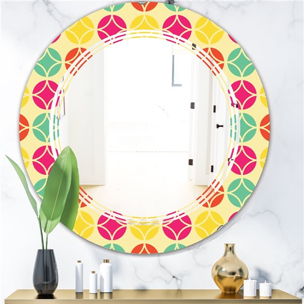 Designart 24-in Retro Circular Pattern VII Modern Round Mirror MIR24002 ...