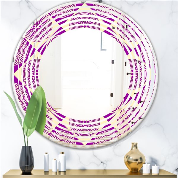 Designart 24-in Retro Abstract Pattern Design I Modern Round Mirror ...