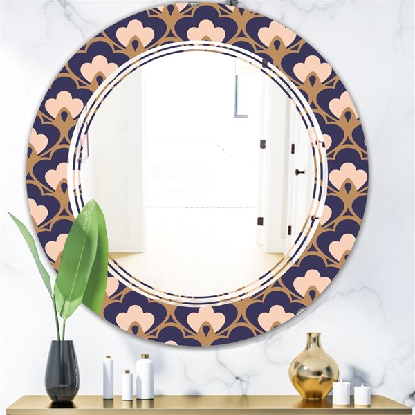 Designart 24-in Retro Ornamental Design IX Decorative Round Wall Mirror ...