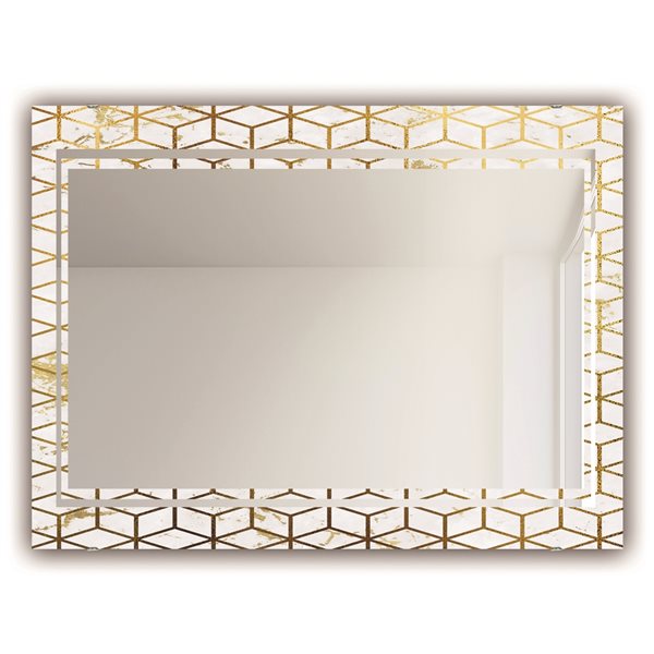 Designart 23.7-in x 31.5-in Capital Gold Honeycomb 14 Rectangle Glam Mirror