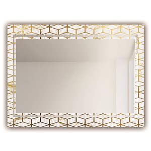 Designart 23.7-in x 31.5-in Capital Gold Honeycomb 14 Rectangle Glam Mirror