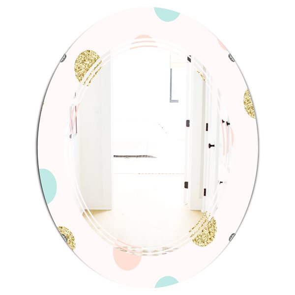 Designart 31.5-in x 23.7-in Gold Chic Design III Oval Wall Mirror