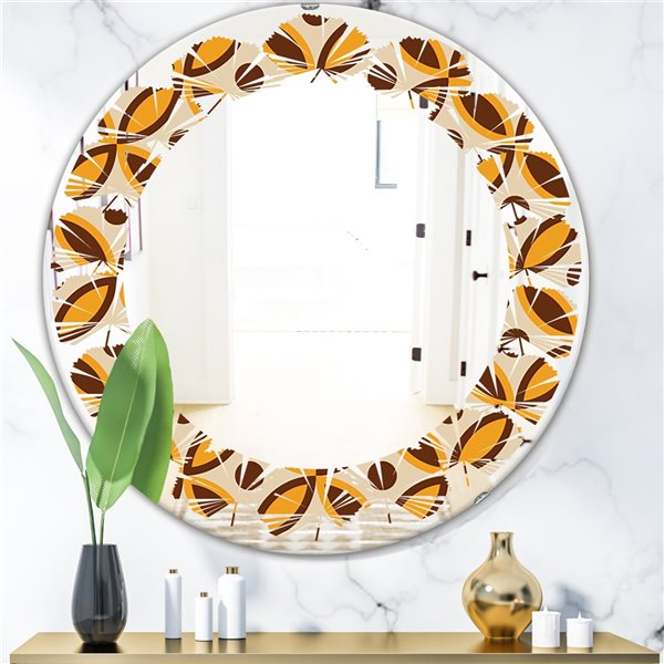 Designart 24-in Golden Retro Ornamental Design V Modern Round Mirror ...