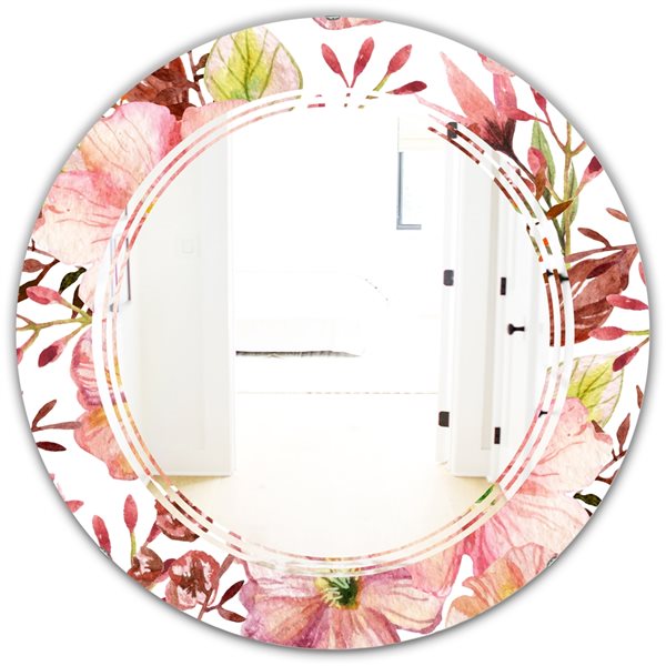 Designart 24-in Floral Botanical Retro II Cottage Round Mirror