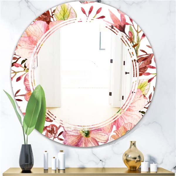 Designart 24-in Floral Botanical Retro II Cottage Round Mirror