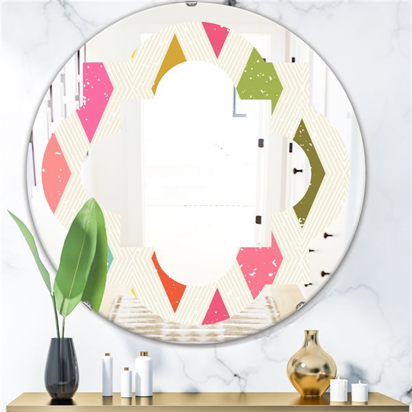 Designart 24-in Diamond Retro III Modern Round Mirror MIR24341-C7-C24 ...