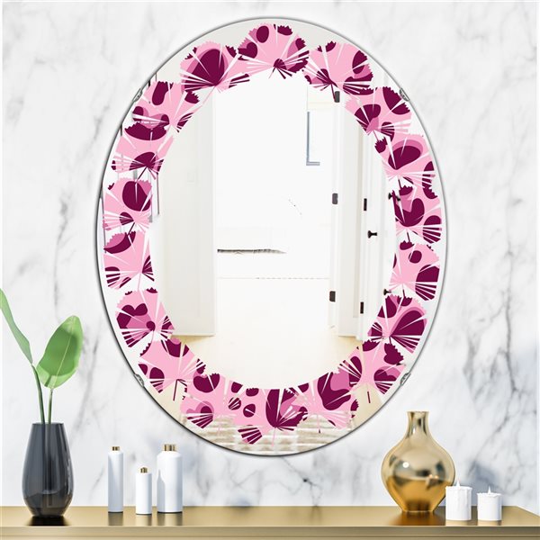 Designart 31.5-in x 23.7-in Pink Leopard Pattern Modern Oval Decorative ...