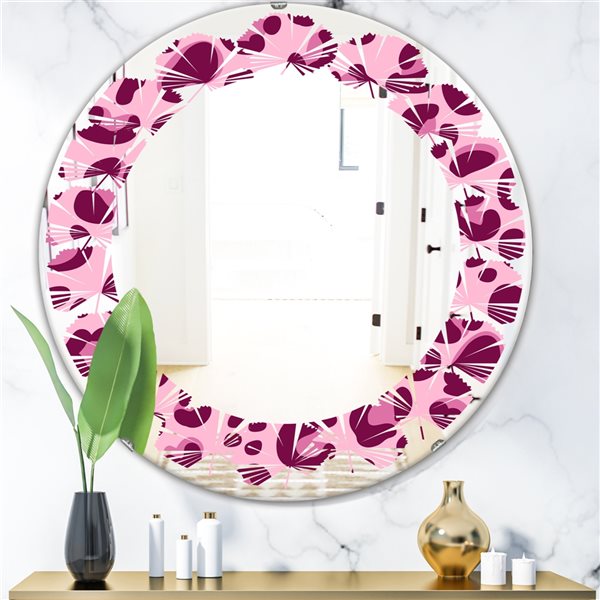 Designart 24-in Pink Leopard Pattern Modern Wall Mirror Mir24343-c3-c24 