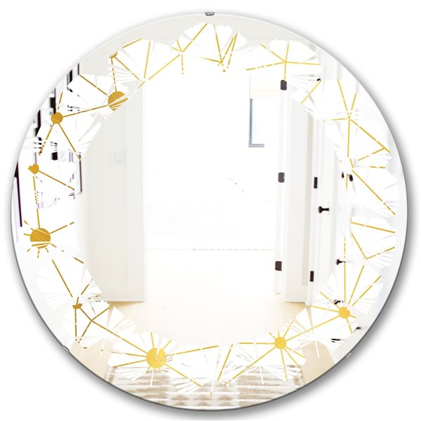 Designart 24-in Golden Grid I Modern Round Wall Mirror MIR24344-C3-C24 ...