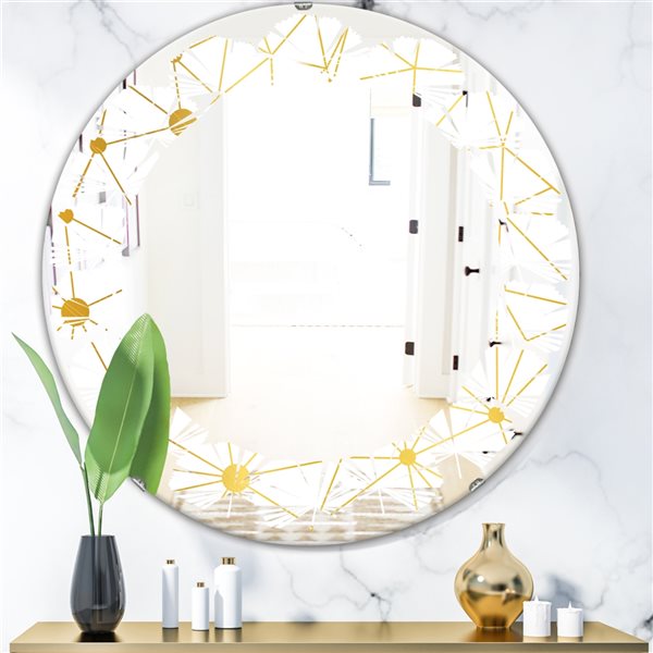 Designart 24-in Golden Grid I Modern Round Wall Mirror MIR24344-C3-C24 ...