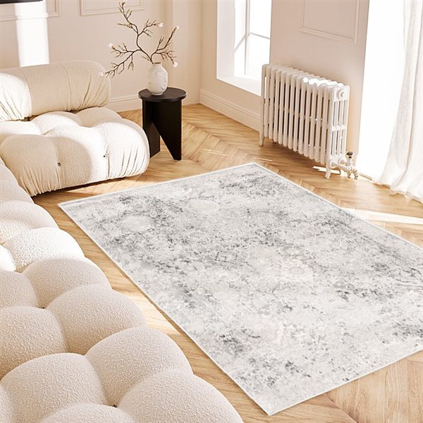 Rug Branch Modern Boho  Grey Beige Indoor Area Rug - 5x7